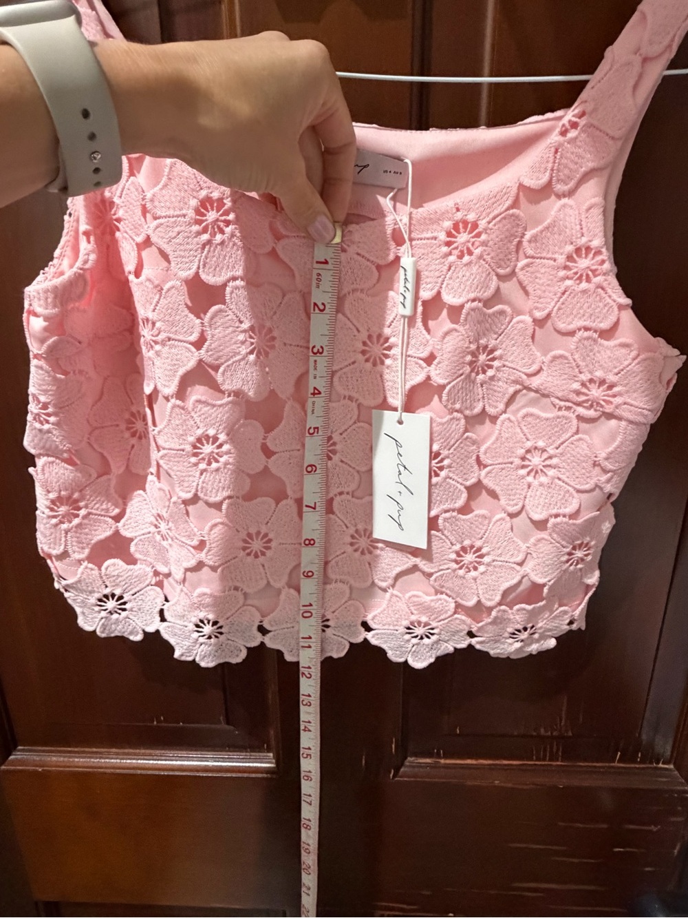 Petal & Pup Pink Floral Lace Crop Top - Picture 9 of 9